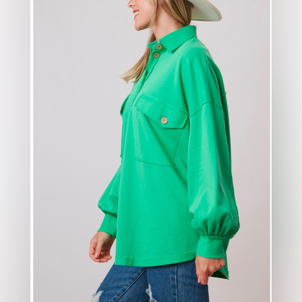 FANTASTIC FAWN RAW EDGE BUTTON DOWN - Picture 2 of 8